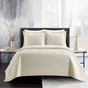 🆕 New York & Company Ridge 3 Piece Quilt Set - Queen - Cream
